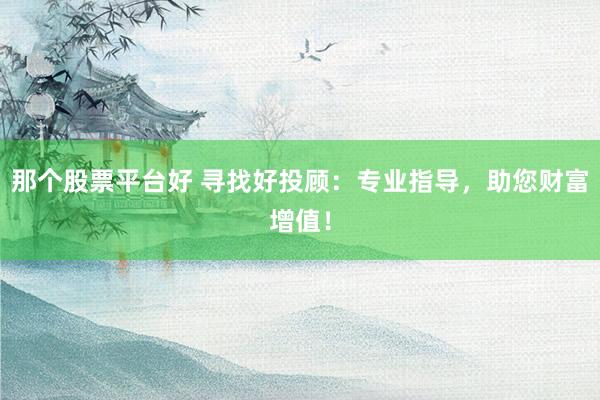 那个股票平台好 寻找好投顾：专业指导，助您财富增值！