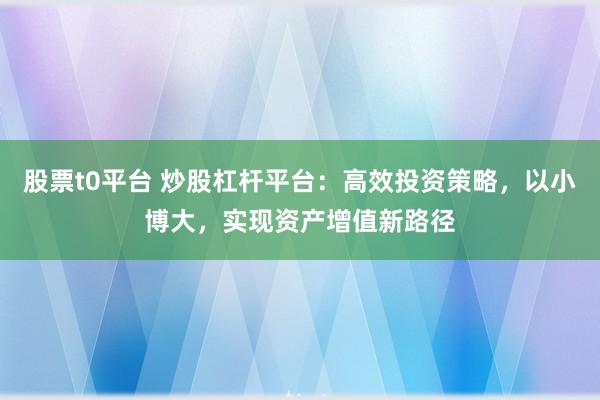 股票t0平台 炒股杠杆平台：高效投资策略，以小博大，实现资产增值新路径