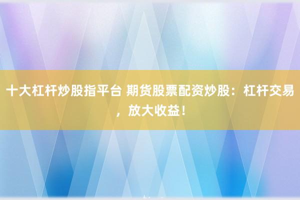 十大杠杆炒股指平台 期货股票配资炒股：杠杆交易，放大收益！