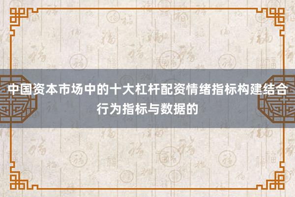 中国资本市场中的十大杠杆配资情绪指标构建结合行为指标与数据的