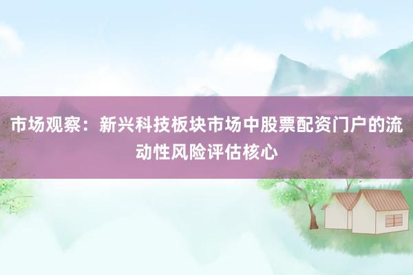 市场观察：新兴科技板块市场中股票配资门户的流动性风险评估核心
