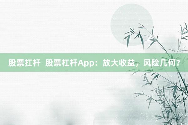股票扛杆  股票杠杆App：放大收益，风险几何？
