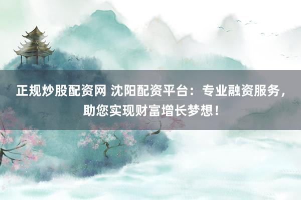 正规炒股配资网 沈阳配资平台:专业融资服务,助您实现财富增长梦想!